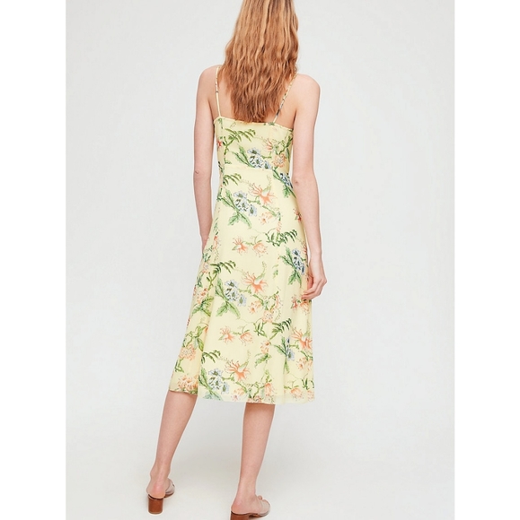 Aritzia Wilfred Destination Square Neck Hawaii Floral Midi Slip Dress - Picture 15 of 16